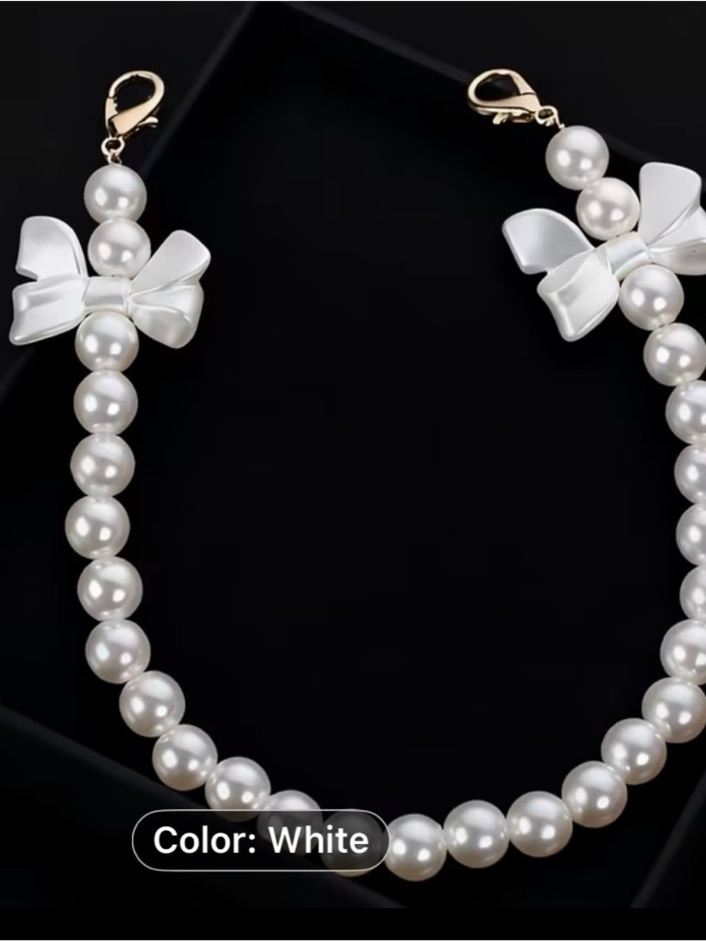 White Pearl Bow Purse Extender / Charm NWOT